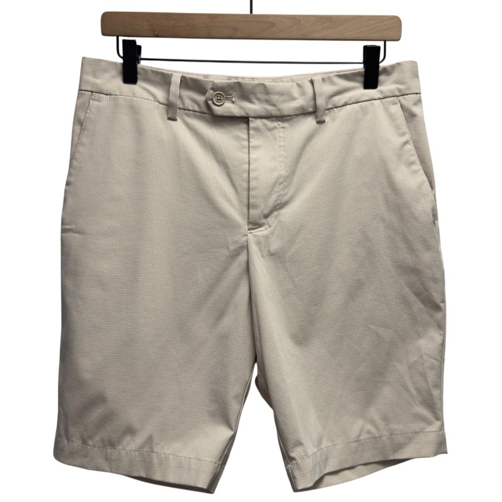J. Lindeberg Mens Size 30" Measures 32.5" Cream Vent Tight 9" Inseam Golf Shorts